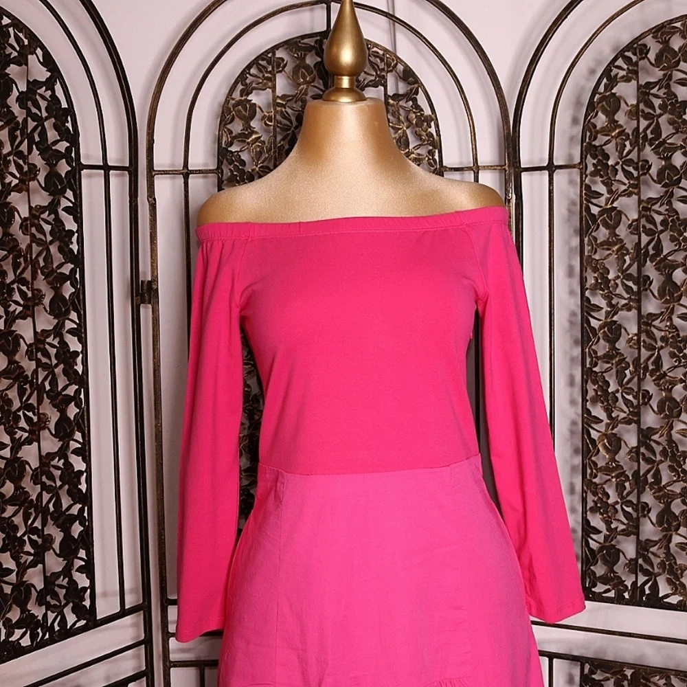 Vacation Look Tuckernuck Long Sleeve Midi Dress, Pink, Medium - Picture 3 of 10
